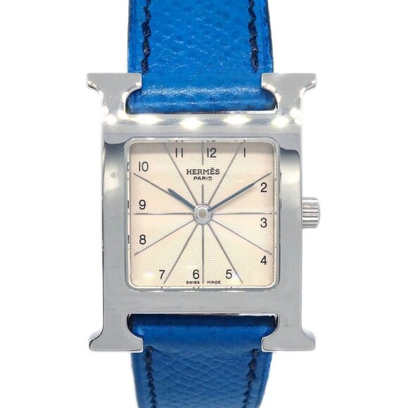 Hermes H Watch HH1.210 Quartz Watch SS Blue ◯Y 176092 - Picture 1 of 7